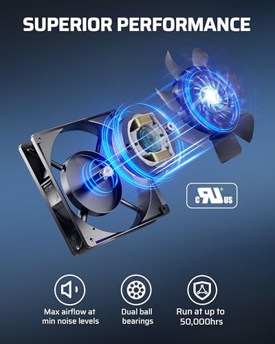 DEWENWILS 2 Pack 120V AC Fan, Waterproof Exhaust Fan 120mm, 13W 2800RPM 60CFM, DIY Cooling Fan for Refrigerator, Computer Case, Compressor Engine, Generator, UL Listed - size: 120mm×25mm, style: 2 pack