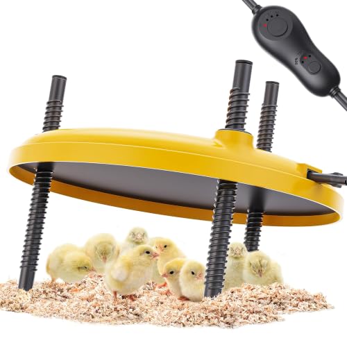 Heat Plate for Chicks, 35W Brooder Plate for Chicks, 12''x12'' Adjustable 3 Levels Temperature Supports a Timer Function - color: Yellow
