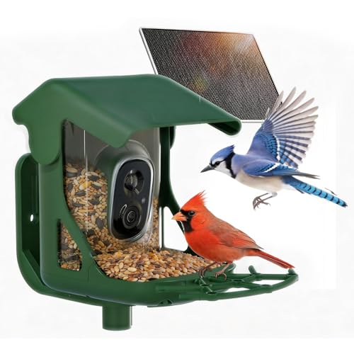 Bird Feeder with Camera Solar Powered, 4MP 2.5K Smart Outdoor Bird House Cam, Free AI Bird Species Identification, Live View & Playback, Instant Alerts, Bird Lovers Gift