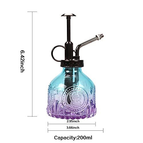 TOMEX Glass Plant Mister Spray Bottle 200ML Watering Bottle with Top Pump Watering Can for Indoor Outdoor House Plants, Flowers (Blue-Purple) - color: Blue-Purple