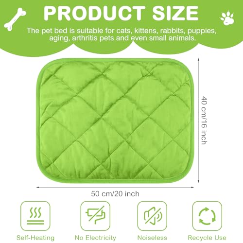 4 Pack Self Heating Cat Pad Self Warming Dog Mat Reflects Body Heat Extra Warm Thermal Pet Pad Washable Dog Cat Bed Crate Bed Mat Blanket(16 x 20 Inch,Green) - color: Green, size: 16 x 20 Inch