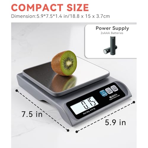 BOMATA 0.1g High Precision Digital Kitchen Food Scale, 13lb Gram Scale | Removable Pan, Stainless Steel Pan, Backlit LCD Display, Digital Scale for Cooking, Baking B621 Grey - color: Grey Non-rechargeable