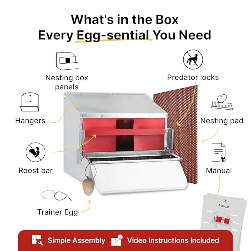 HenGear Nesting Boxes for Chickens, Roll Away Laying Boxes, Nest Box, Large | Nest Box with Rollout Egg Collection, Nesting Pads for Cleaner Eggs, Reversible Accessories, G90 Galvanized, Up to 50 Hens - size: 50 HENS