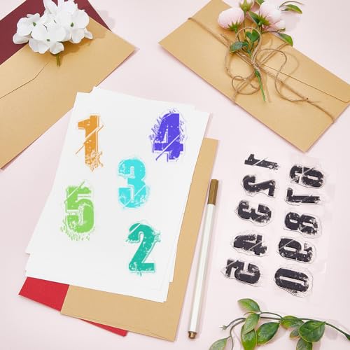 CRASPIRE Number Clear Stamps Rubber Silicone Stamp Seal Transparent Silicone Stamps for Journaling Card Making DIY Scrapbooking Handmade Photo Album Notebook Decor - style: Number-51B