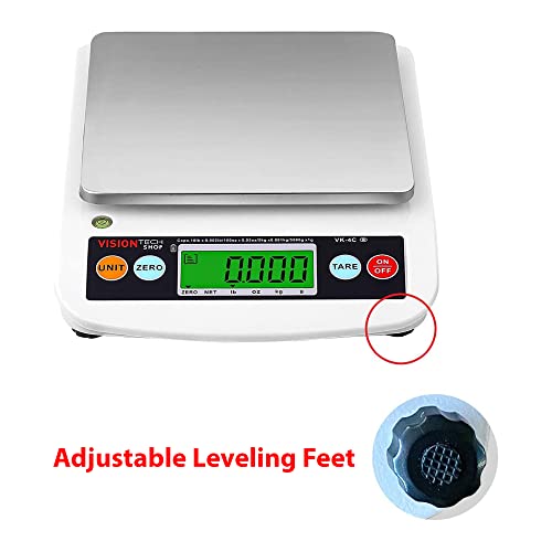 VisionTechShop VK-4C 0.1g Premium Food Kitchen Scale, Lb/Oz/Kg/g Switchable, Stainless Steel Plate Food Scale, LCD Display with Backlight, 10lb Max Capacity, 0.001lb Readability - size: VK-4C-10LB
