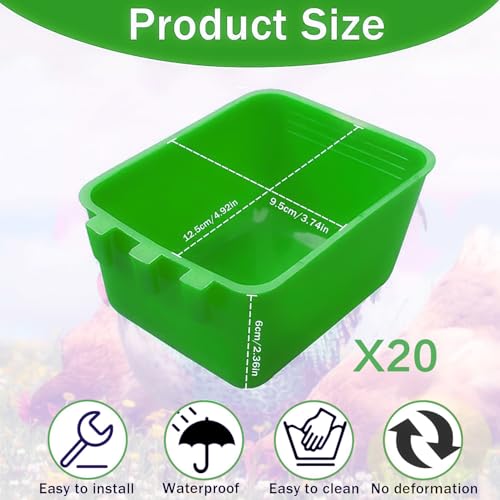 20 Pcs Chicken Coop Feeder Water Cup,16 oz Cage Cups Chicken Feeder Waterer, Cage Cups Birds Hanging Feeders, Chicken Feeder Water Bowl for Parakeet Poultry Pigeon Bunny Wire Cage (Green, 16oz) - color: Green, size: 16oz