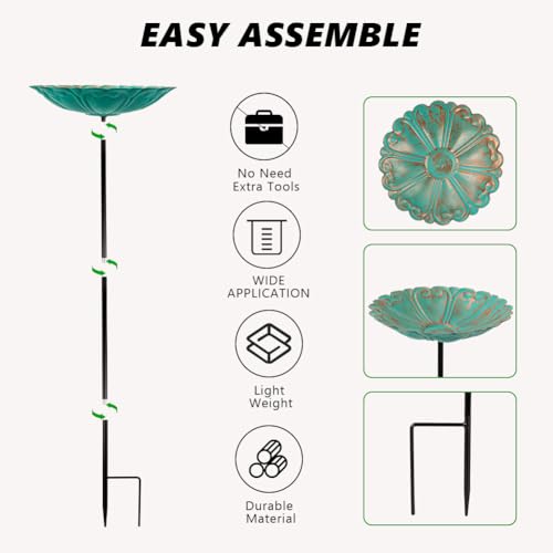 DREAMSOUL Flower Bird Bath Stake, Small Bird Bath for Outside, 4 Pack | Delicate Flower Appearance, Solid Metal Birdbath Set, Compact Size, Lovely Present for Bird Lovers for All Garden Decor - size: 4PCS