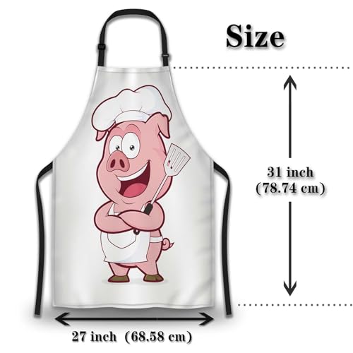 Kitchen Apron for Men Pig Chef Women Aprons for Cooking Restaurant BBQ Painting Crafting Gardening 27” (W) x 31” (H), Waterproof Apron - color: Pig Chef