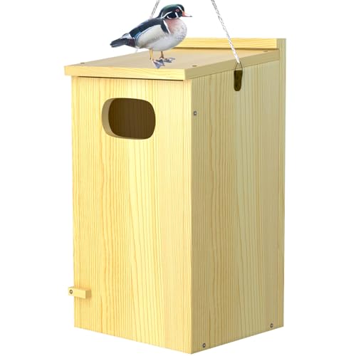 Duck House, Solid Wood Duck Houses for Outside, Included Hanging Rope, Outdoor Duck Nesting Box for Pond, 22" H x 10" D x 10" W, Nesting Pads Not Included