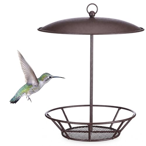 Bird Seed Cylinder Holder Wild Bird Feeder for Suet Cakes,Brown | Hanging Hanger with Roof, Metal Mesh Holds Round Suet Cakes, Attracts Backyard Wildlife to Garden Outdoor Feeding Station - color: Brown