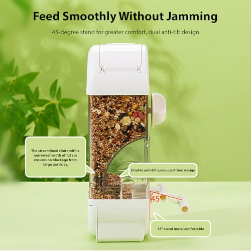 Fockety Bird Feeder, 800ml Transparent Feeder No Mess Feeding Semi Enclosed Easy Top Fill Hanging Bird Feeding Box with Tray Anti Scatter Design for Parakeets Cockatiels
