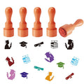 AHANDMAKER 5 Styles Egg Stamps, Graduation Theme Mini Wooden Rubber Stamp for Fresh Eggs Unique Designs Egg Drawing Stamps for Eggs Famers and Chicken Owners Scrapbooking Card(No Ink Include) - style: Graduation