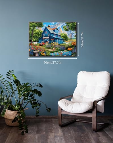 Farm Puzzles for Adults 1000 Pieces, Country Life Nature Landscape Puzzle Features Flower Bird Cow, Barn Puzzles Scenic, Challenging Jigsaw Puzzles - style: Farm Puzzles