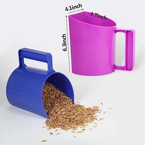 Feed Scoop - Grain Scoop for Horse,Heavy Duty Plastic Large Food Scoop for Large Dogs Livestock 1.8 Quart/7.2Cups (Blue) - color: Blue