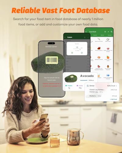 Smart Food Scales, 1g Resolution Max 5kg 11Ibs, Stainless Steel | Digital Kitchen Scale with Nutritional Calculator, Smartphone App, 26 Nutrients Tracking, for Cooking, Baking, Meal Prep - color: Grey