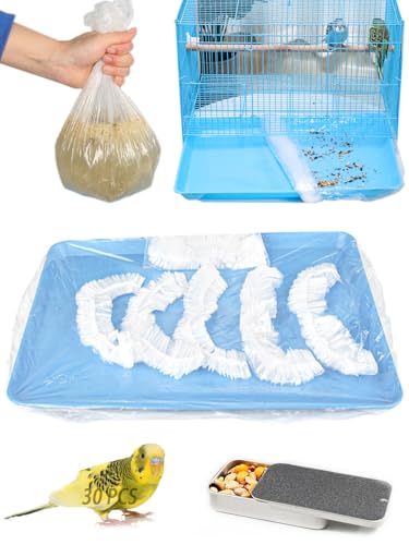 Large Disposable Bird Cage Tray Liners，34'' X 22'' Plastic Parakeet Cage Liner Bag - 30 Pcs Birds Cage Bottom Liner Universal Film Bird Cage Accessories for Finches Canaries Cockatiels Birdcage - size: 30PCS