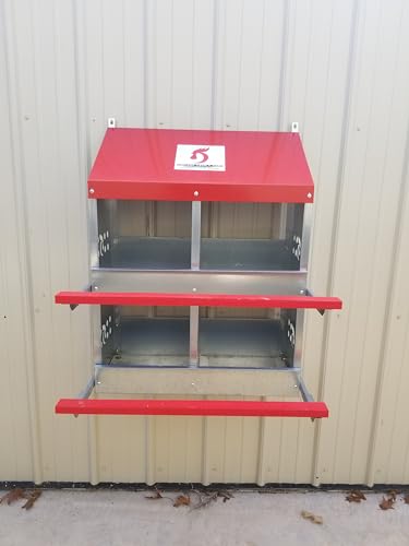Duncan’s 4 Hole Chicken Nesting Box for Laying Hens, American Made Galvanized Steel Hen Nesting Boxes, Easy Assembly Poultry Nest Box for Chicken Coop, Heavy Duty Metal Design