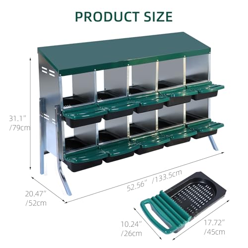 Chicken Nesting Box,8 Compartment Roll Away Nesting Box for Laying Eggs,Wall Mount Chicken Nesting Boxes,Easy Egg Collection,Cleanable Pull Out Hen Roosting Boxes 8 Hole - color: green, size: 8 holes