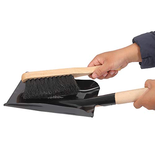 Coal Shovel and Hearth Brush Set Made of Natural Wood and Coco Bristles, Hearth Tidy Set, Fireplace Shovel and Brush, Fireplace Tool Set, Metal Brush Pan Set, Fireplace Tools, Firepit Tools