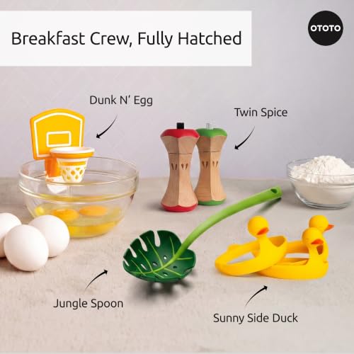 OTOTO Egg Rings 3 Pack - Silicone Egg Separators with Duck Holders, Egg Circle Mold Set, Egg Ring for Sandwiches, Pancake Molds & Fried Eggs, Unique Kitchen Gadgets, Fun Gifts (Sunny Side Duck) - color: Yellow