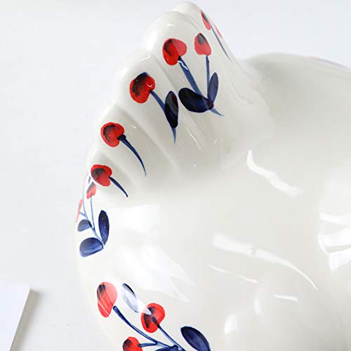 Chicken Design Ceramic Egg Storage Basket Iron Basket Holds 20-25 Eggs, Egg Holder, Organizer Case, Container Egg Basket Holder - color: cherry with black basket