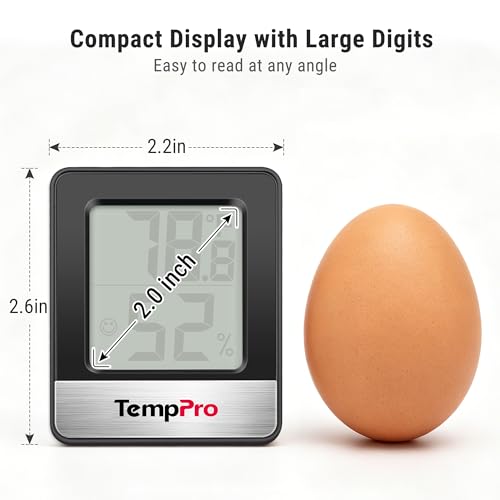 TempPro TempAir Digital Hygrometer Indoor Thermometer | Humidity Meter Room Thermometer with Temperature and Humidity Monitor Mini Hygrometer, Black - color: Black Indoor Thermometer