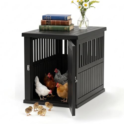 Durable Resin Chicken Coop End Table, Weatherproof - color: Black, size: 39.37"L x 28.35"W x32.83"H