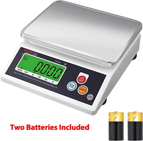 VisionTechShop VK-2D 0.1g Premium Food Kitchen Scale, Lb/Oz/Kg/g Switchable, Stainless Steel Plate Food Scale, Large LCD Display with Backlight, 12lb Max Capacity, 0.001lb Readability - size: VK-2D-12LB