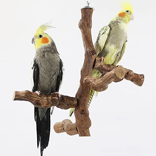 6 PCS Bird Perch Stand Natural Grapevine with Chewing Toys for Parrots, Parakeets, Cockatiels, Conures, Macaws, Love Birds (Style 8) - color: Style 8