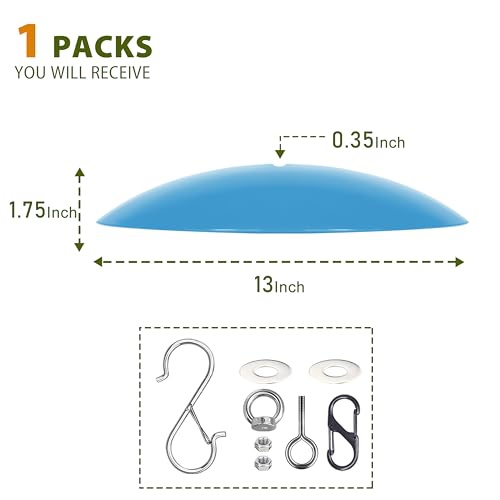 13" Bird Feeder Rain Guard, Hummingbird Feeder Shade Dome Cover, Hanging Baffle for Bird Feeder Pole,Smart Birds Feeder's Umbrella(Translucent Blue), 2 Pack - color: Translucent Blue, size: 13Inch / 2 Packs
