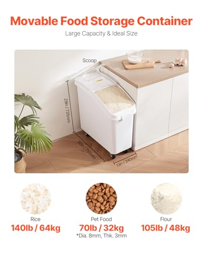 VEVOR 21 Gallon Ingredient Bin with Scoop 400 Cup Ingredient Bin with Sliding Lid Commercial Food Storage for Kitchen - size: 21 Gallon