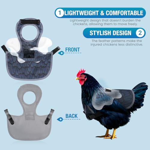 Chicken Saddle with Wing Protector - Chicken Aprons & Vest Jacket for Hens | Chicken Saddles for Hens With Adjustable Straps (Black)