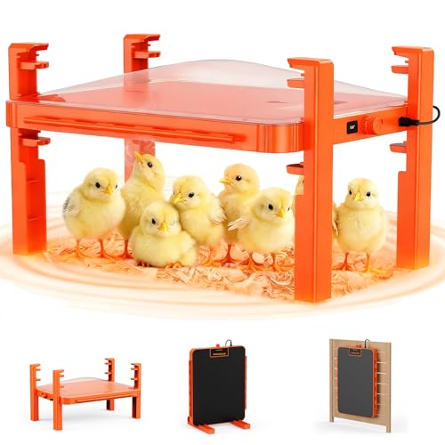 Brooder Plate for Chicks,11" x 15" Chick Heat Plate with Adjustable Height & Temp,200W Brooder Heater Warmer for Chicken Coops Poultry (Orange) - color: Orange