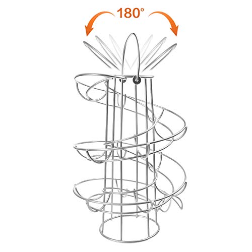 Egg Skelter Deluxe Modern Spiraling Dispenser Rack - Chrome Plated Freestanding Wire Chicken Egg Storage Organizer Display Holder Basket for Countertop Kitchen, Silver - color: Silver