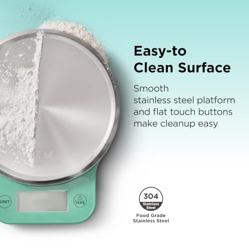 Kitchen Mama Q-Series Digital Food Scale, Teal | 13.2 lb / 6000g Capacity, 1g Precision, Tare Function, Stainless Steel Platform, LCD Display - color: Teal