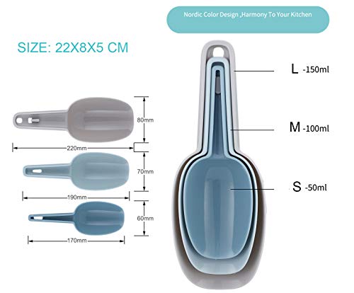 Set of 3 Scoops for Canisters, Plastic Flour Scoop, Ice Scooper for Canisters, Flour, Powders, Dry Foods, Candy, Popcorn, Coffee Beans Pet Food - size: Pack of 3