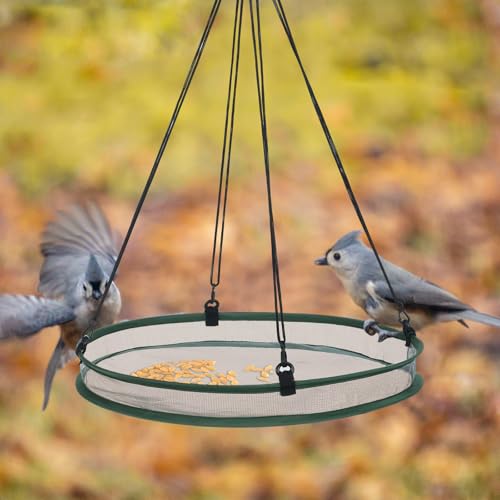 FoldTier 2 Pieces Universal Wild Bird Seed Catcher Hanging Hoop Platform Bird Seed Catcher Tray for Hummingbird Feeders Bee Feeder Outdoor Garden Accessories (20 Inch) - size: 20 Inch