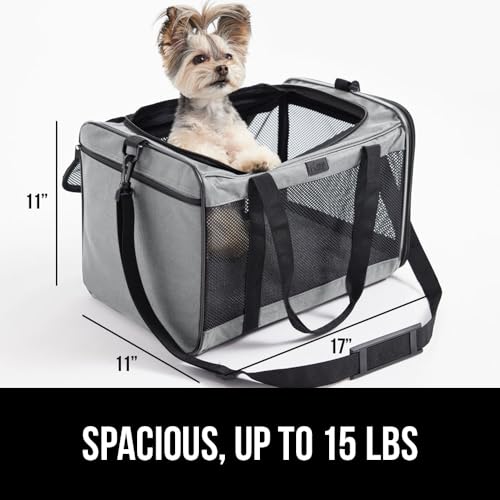 GORILLA GRIP Cat Carrier Travel Bag Up to 15 Lbs, Soft Collapsible Small Dog Carriers, Top and Side Entry Breathable Mesh, Grip Feet on Underside, Cozy Washable Waterproof Pad, Portable Kennel, Gray - color: Gray