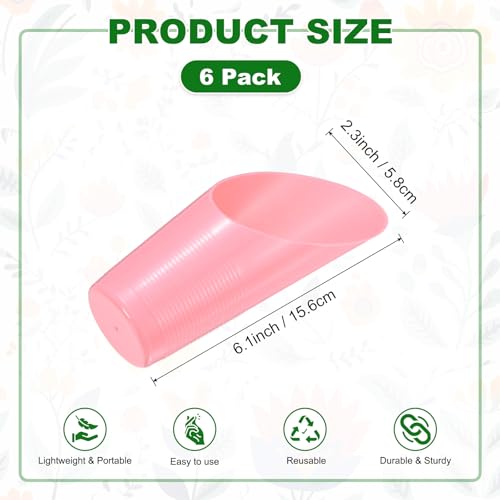 M METERXITY 6-Pack Bonsai Soil Scoops, Plastic Garden Soil Scoops Bucket Shovel Potting Scoopers for Transplanting/Flower Planting/Plant Succulent, Colorful Small Gardening Tools [Pink] - color: Pink