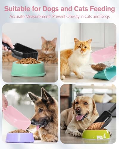 2 Cup Dog Food Scoop(2 Pack), Plastic Pet Food Scoop with Measuring Lines for Accurate Pet Food Portions,Dishwasher Safe (Black and Pink) - color: Black and Pink