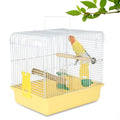 Small Bird Cage for Travel, Parrot Carrier with Handle 9.5"L x 12"W x 12"H | Easy to Assemble, Birdcages with Feeder Cups & Standing Perch for Smaller Birds Conures Lovebird Cockatiel Parakeets, Yellow - color: Yellow
