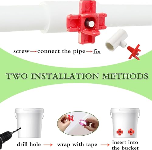 15-Pack Horizontal Chicken Nipples Waterer with 1/2" PVC Tee Fittings, Automatic Poultry Waterer Kit for DIY Chicken Duck Quail Watering System, Side Mount Drinker