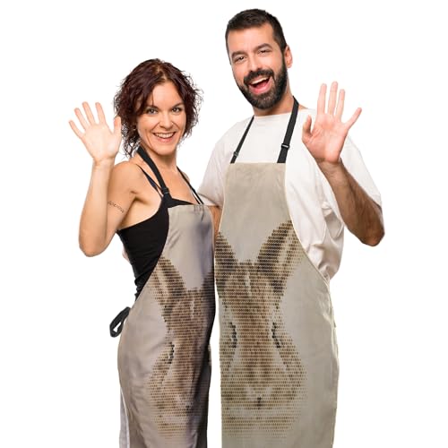 Chef Works Apron Women Rabbit Kitchen Aprons for Men for Kitchen Cooking Restaurant BBQ Painting Crafting Gardening 27” (W) x 31” (H), Waterproof Aprons - color: Rabbit