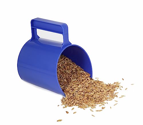 Feed Scoop - Grain Scoop for Horse,Heavy Duty Plastic Large Food Scoop for Large Dogs Livestock 1.8 Quart/7.2Cups (Blue) - color: Blue