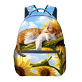 Sleeping Cat Backpack,Kitten Sunflower Polyester Backpacks,Lightweight Double Shoulder Back Pack for Kids Teens,Adorable Animal Bookbag,School Bag Gifts,Casual Travel Daypack Book Packs - color: Cat