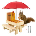 Squirrel Feeder Table with Umbrella, Wooden Squirrel Picnic Table Feeder, Sturdy Squirrels Feeder Corn Cob Holder, with Solid Structure and 2 x Thick Benches(1pk) - color: 1-Red
