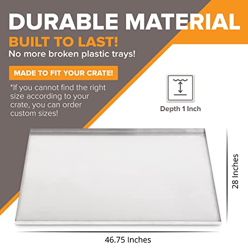 Pinnacle Systems (Galvanized, 46.75" L X 28" W X 1") Metal Replacement Dog Crate Pan Chew Proof Crack Proof Pet Kennel Tray Central Dog Crate Pan Pet Supplies - size: 47.0"L x 28.0"W x 1.0"H