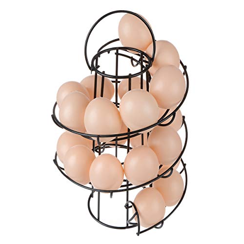 Egg Skelter Deluxe Modern Spiraling Dispenser Rack - Freestanding Wire Chicken Egg Storage Organizer Display Holder Basket for Countertop Kitchen,Black - color: Black