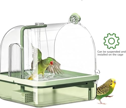 Parrot Bathtub Automatic Bath Shower,Automatic Bird Bath with Pump(hang) | Bird Shower Fountain Indoor Bathtub with Running Water,for Lovebirds, Budgies - color: Translucent
