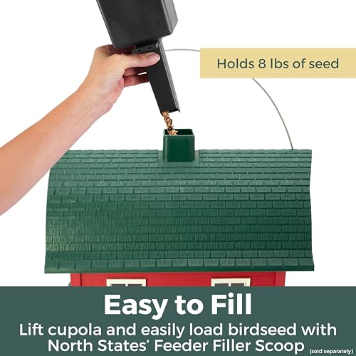 North States Village Collection - Large Red Barn Bird Feeder: Hanging Bird Feeder for Outdoors, Holds 8 Pounds of Seed